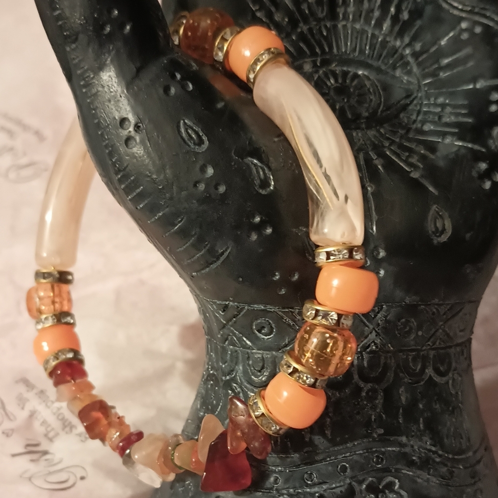 Gemstone and Plastic Bead Bracelet